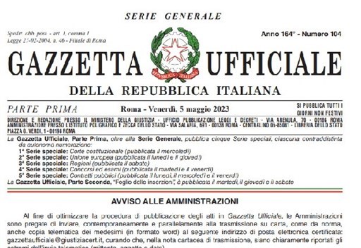 Pubblicazione in Gazzetta Ufficiale DM Specifiche tecniche